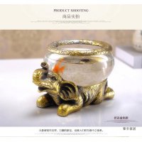 欧式复古树脂金色小象造型鱼缸摆件家居装饰摆件