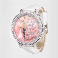 正品韩国kuori时尚软陶结婚心形图案水钻女生学生纯白色手表腕表