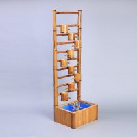 中式复古竹艺流水器 原竹色/深咖色怀旧创意竹艺水流滴水装饰摆件 huiche-09001