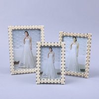 现代高档锌合金相框 米白色镶珍珠边框婚纱照相架 婚庆送礼家饰装饰品 170-46F