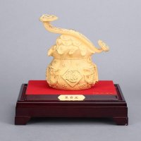 中式复古如意聚宝盆铜镕金摆件 金色风水装饰摆件 送礼办公室镇宅家居装饰摆件 SFA-232