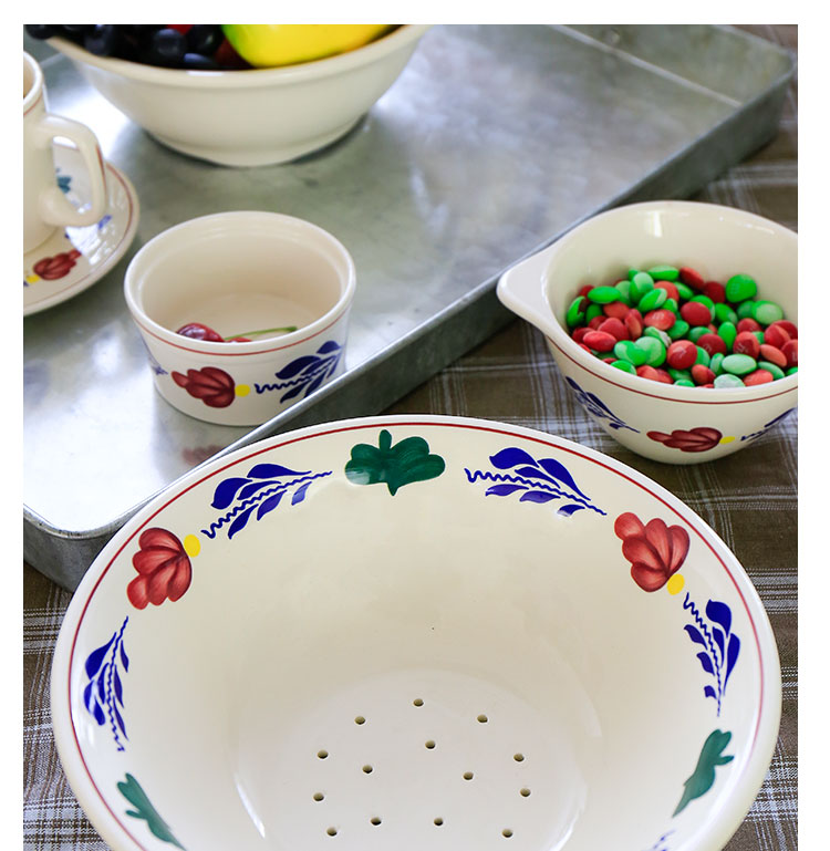 开利唯美花边果蔬两用陶瓷沥水碗水果漏碗厨房蔬果篮隔水碗鸡蛋碗1