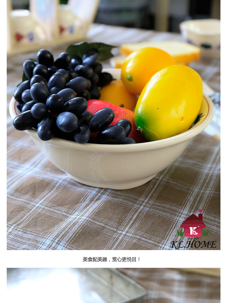 开利唯美花边果蔬两用陶瓷沥水碗水果漏碗厨房蔬果篮隔水碗鸡蛋碗4