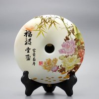 集美精品时尚家居饰品天然玉扣和现代工艺完美结合玉扣-“福禄丰盈”工艺品摆件