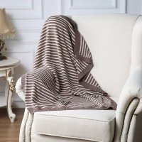灰色条纹毛毯、抱枕两件套 纯棉百搭披巾披毯 针织毛线毯 空调毯薄毯午睡毯婴儿盖毯时尚披肩