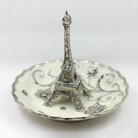 欧式埃菲尔铁塔首饰架 金属首饰盘 创意戒指项链收纳盘 展示架 高档婚礼赠品 生日礼品