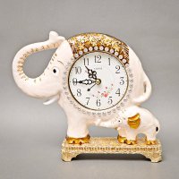 高档品味时钟家居装饰合金座钟可爱母子大象摆设台钟TB060
