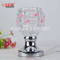 情人礼品厂家供应水晶感应薰香灯床头灯粉红玫瑰小夜灯B3019