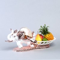 中式树脂大象果盘装饰摆件 高档贴贝壳工艺创意果盘摆件 送礼家居装饰摆设品 M31