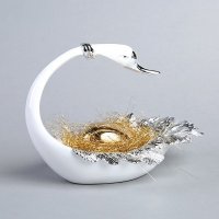 欧式艺术天鹅果盘树脂工艺品摆件 高档艺术果盘 家居摆设创意办公室软装饰品 ST059