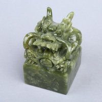 中式小龙印（青）玉石风水摆件 青色招财镇宅辟邪化煞开业家居办公室风水摆件 A14