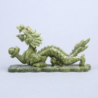 中式25单龙（青）玉石风水摆件 青色招财镇宅辟邪化煞开业家居办公室风水摆件 A15