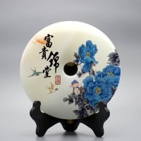 集美精品时尚家居饰品天然玉扣和现代工艺完美结合玉扣-“富贵锦堂”字工艺品摆件