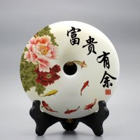 集美精品时尚家居饰品天然玉扣和现代工艺完美结合玉扣-“富贵有余”字工艺品摆件