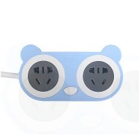 akeid卡通可爱熊猫头插座 USB插板-蓝色