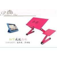 笔记本电脑桌床上用简约可折叠铝合金宿舍懒人小桌子书桌学习桌（玫红加长带散热孔+鼠标板)