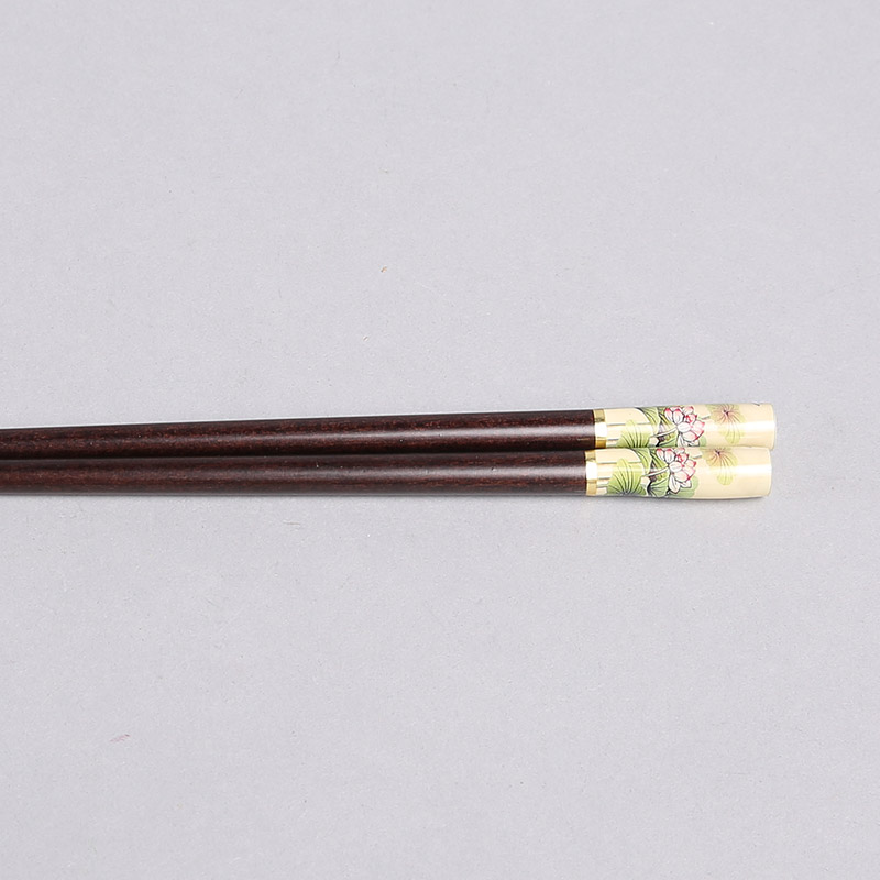 点塑荷花高档原木筷子2对套装 天然健康 高档礼品 FT115