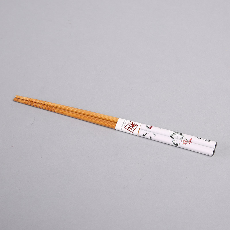 荷花图案竹木筷子家用筷工艺礼品筷子防滑拉钩筷（5双/套）FT025