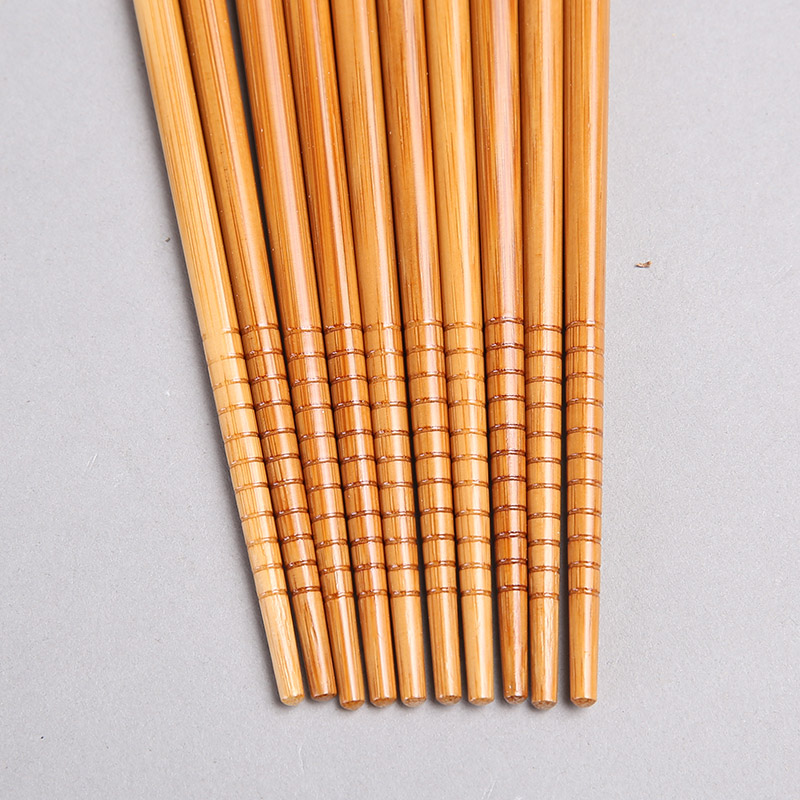 荷花图案竹木筷子家用筷工艺礼品筷子防滑拉钩筷（5双/套）FT024