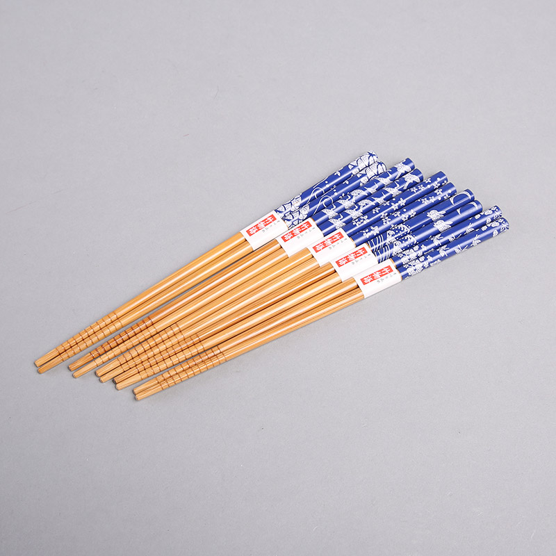腊染图案竹木筷子家用筷工艺礼品筷子防滑拉钩筷（5双/套）FT032