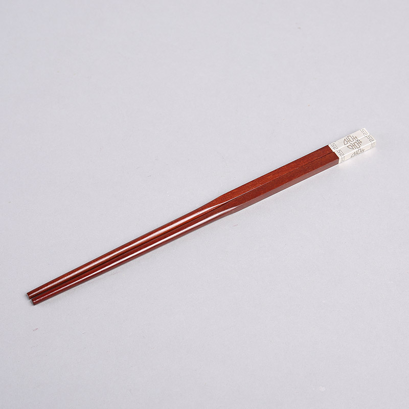 红檀目银双喜高档原木筷子2对套装 天然健康 高档礼品 FT065