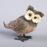 猫头鹰（灰色）天然材料编织手工艺动物 家居装饰道具结婚礼物 OO3