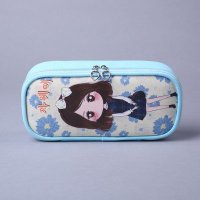 可爱卡通创意个性可爱小女孩多功能蓝色笔袋文具袋 QX11