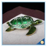 珐琅手工艺品 金属镶钻彩龟首饰盒 创意家居摆件 饰品收纳盒 送礼佳品