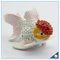海洋动物系列 金属首饰盒  镶钻金鱼饰品收纳盒 梳妆台创意摆件 送礼佳品