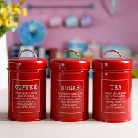 开利日式实用创意简约红白黑储物套装茶叶咖啡糖罐收纳罐X021