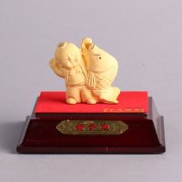 童子鱼家居摆件 金色里紫铜外镕金风水装饰摆件 送礼办公室镇宅家居装饰摆件 JYG29
