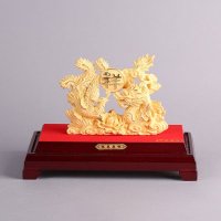 龙凤呈祥家居摆件 金色里紫铜外镕金风水装饰摆件 送礼办公室镇宅家居装饰摆件 JYG44