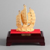 一帆风顺中家居摆件 金色里紫铜外镕金风水装饰摆件 送礼办公室镇宅家居装饰摆件 JYG49