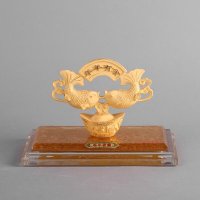 宝鱼家居摆件 金色里紫铜外镕金风水装饰摆件 送礼办公室镇宅家居装饰摆件 JYG53