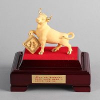 十二生肖牛（中）家居摆件 金色里紫铜外镕金风水装饰摆件 送礼办公室镇宅家居装饰摆件 JYG70