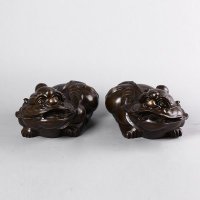 招财貔貅1对家居摆件 铜色复古纯铜风水装饰摆件 送礼办公室镇宅家居装饰摆件 JYG116