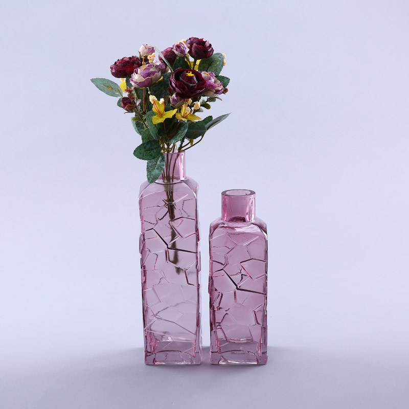 简约粉红色玻璃花瓶花器家居玻璃装饰工艺品YL211
