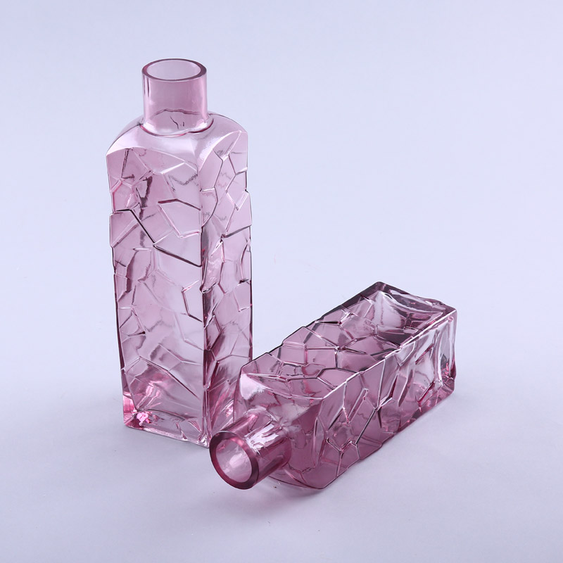 简约粉红色玻璃花瓶花器家居玻璃装饰工艺品YL212