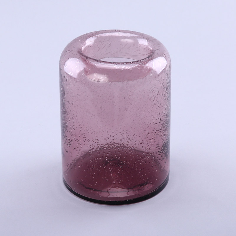 简约粉红色玻璃花瓶花器家居玻璃装饰工艺品YL232
