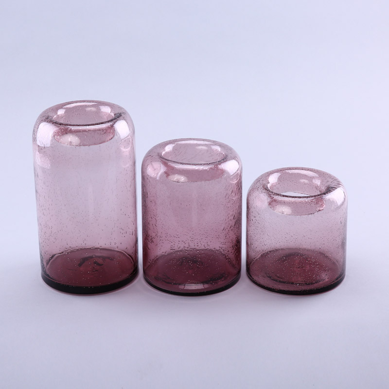简约粉红色玻璃花瓶花器家居玻璃装饰工艺品YL231