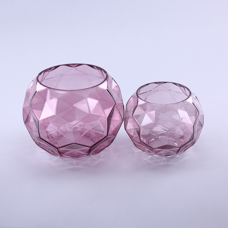 简约粉红色玻璃花盆花器家居玻璃装饰工艺品YL221