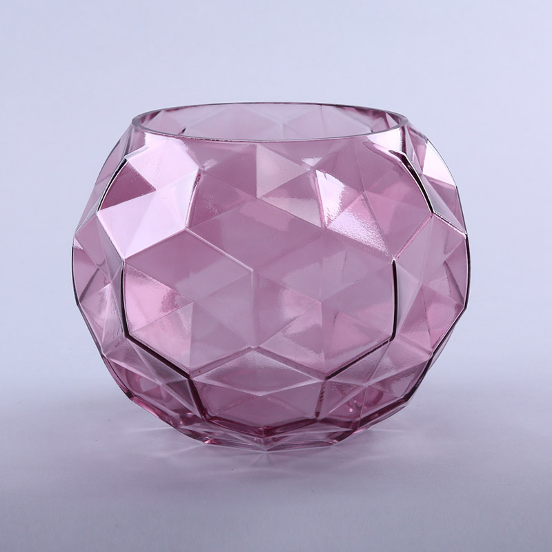 简约粉红色玻璃花盆花器家居玻璃装饰工艺品YL223