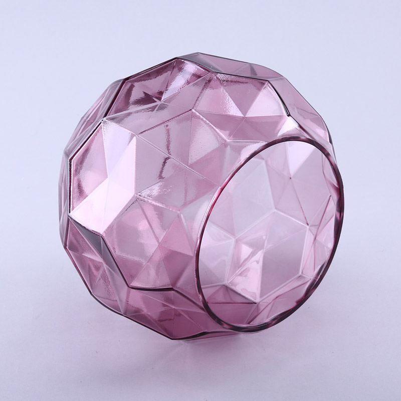 简约粉红色玻璃花盆花器家居玻璃装饰工艺品YL224