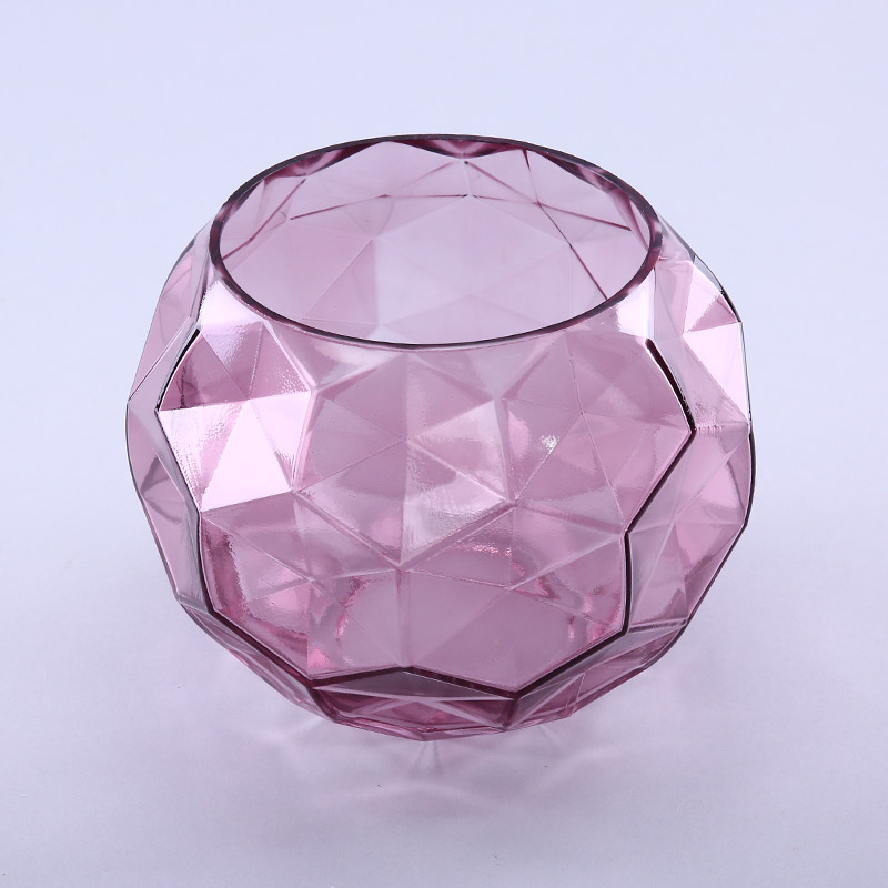 简约粉红色玻璃花盆花器家居玻璃装饰工艺品YL222