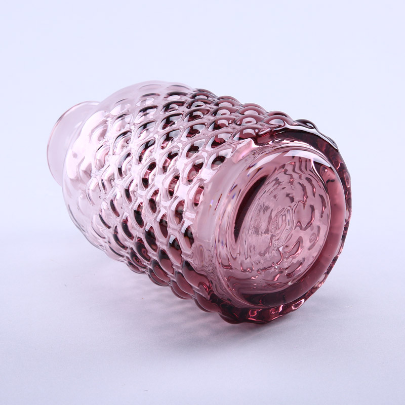 简约粉色玻璃花瓶花器家居玻璃装饰瓶工艺品摆件YL124