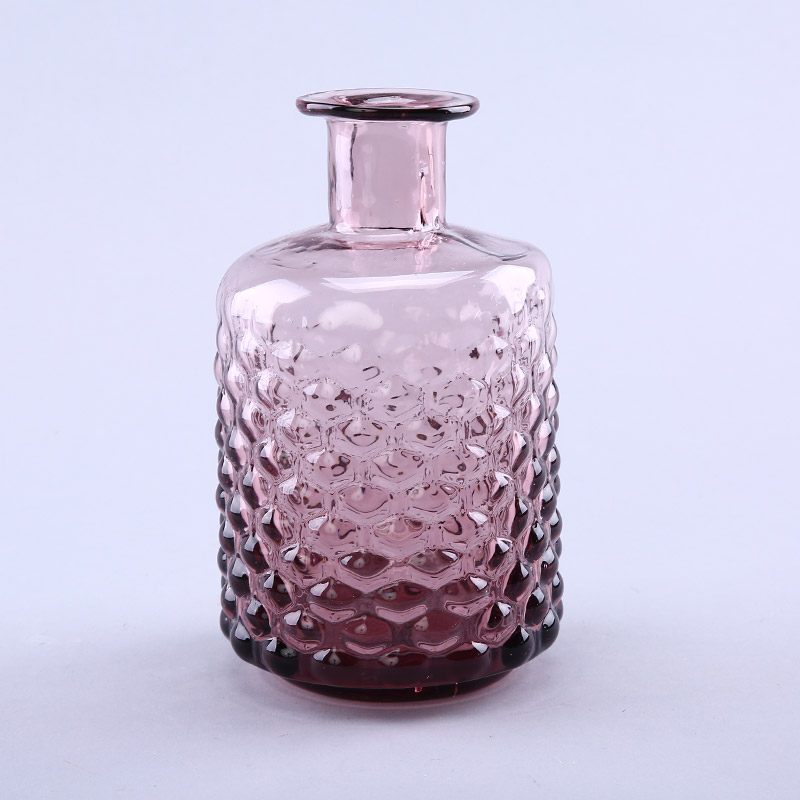简约粉色玻璃花瓶花器家居玻璃装饰瓶工艺品摆件YL125