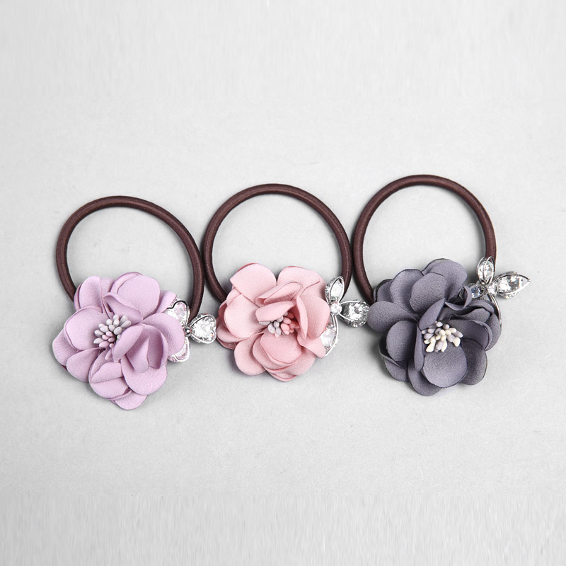 [伊涵韩饰]韩版可爱简约布艺花装饰发圈头绳头花皮筋头饰品细发圈 yhh