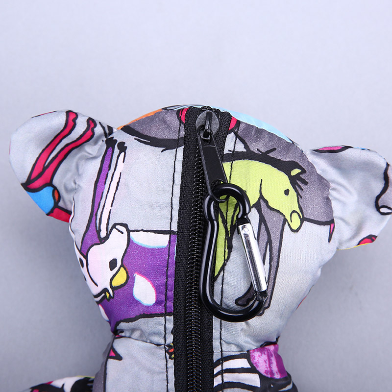 小熊收藏式环保袋 时尚创意花纹便携环保袋可爱公仔包包 GY225