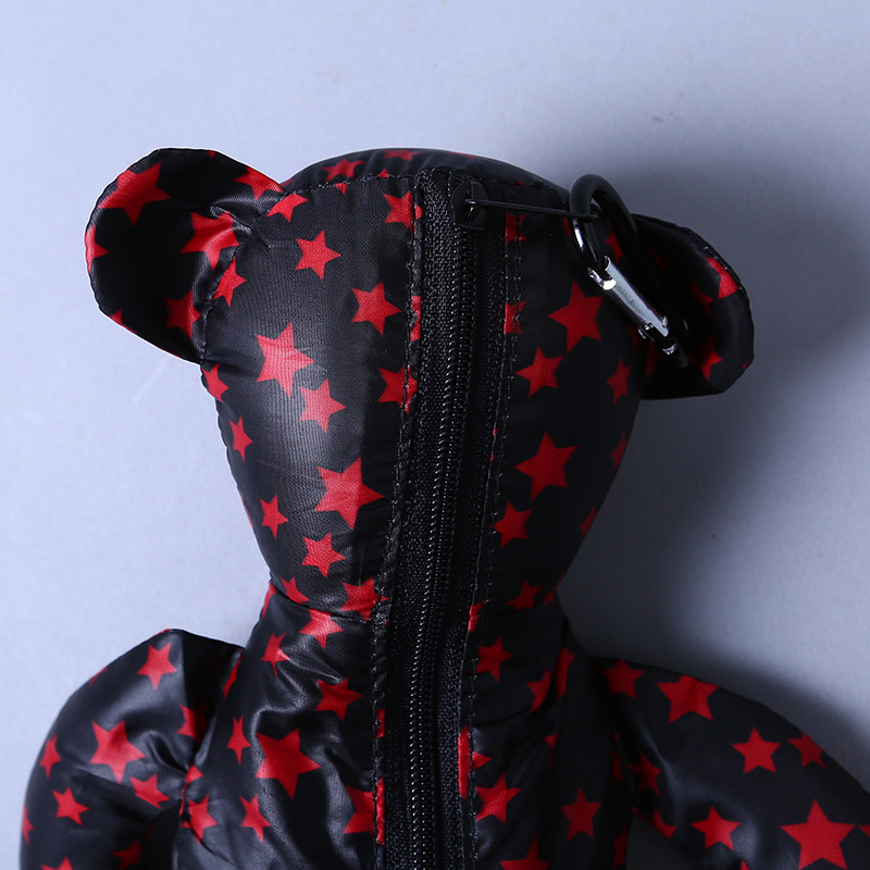 小熊收藏式环保袋 时尚简约小五星花纹便携环保袋可爱公仔包包 GY525