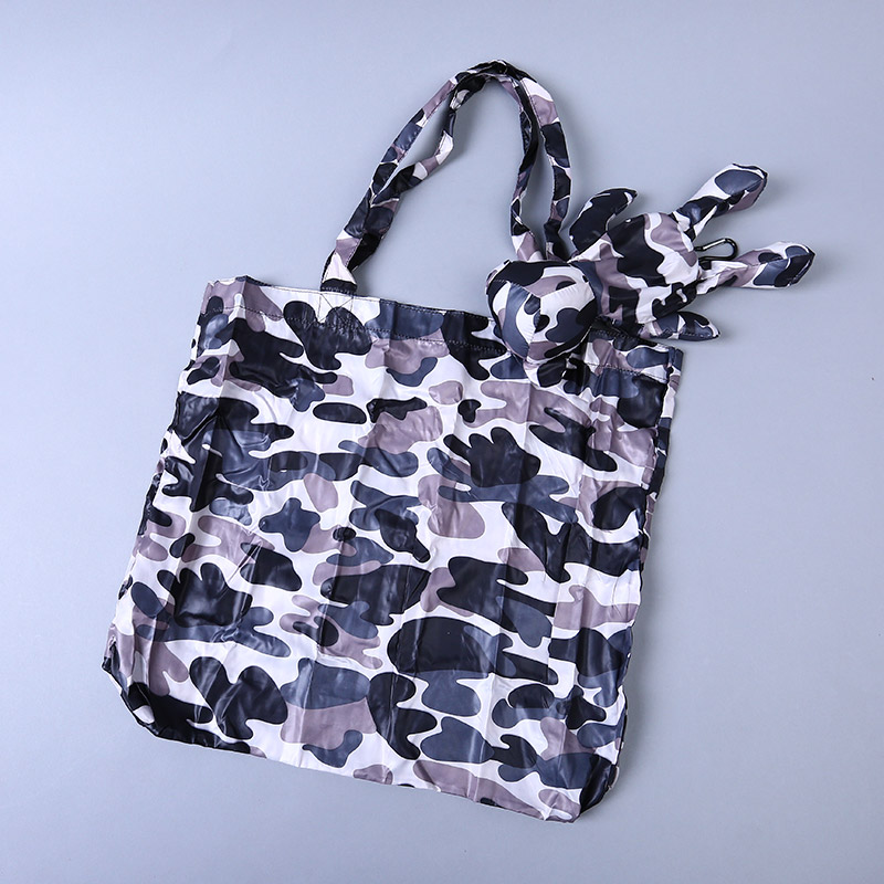 小熊收藏式环保袋 时尚简约迷彩花纹便携环保袋可爱公仔包包 GY544